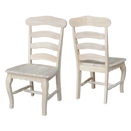 INTERNATIONAL CONCEPTS Set of 2 Country French Chairs with Solid Seats, Unfinished C-219P